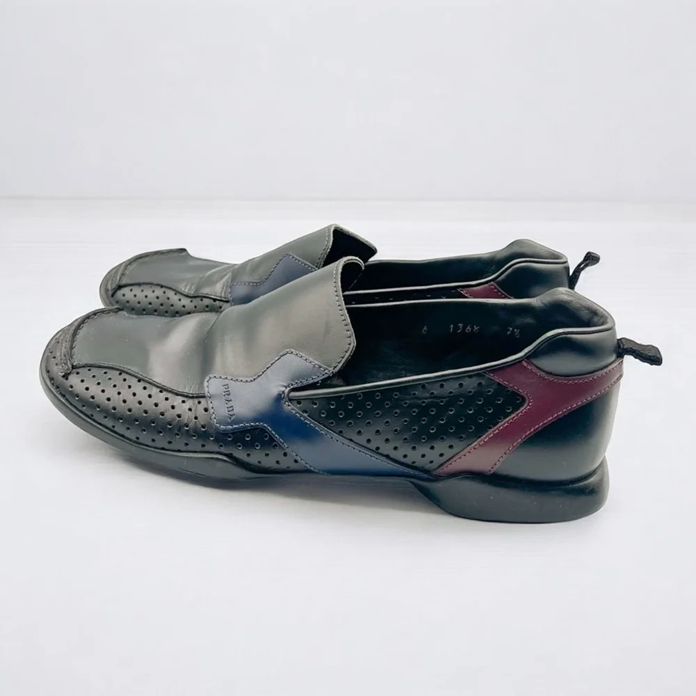 Prada Black Leather Slip-On Loafers - Picture 2 of 9